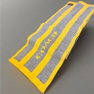 Coach Vintage Muffler Wool Vibrant Yellow and Gray Striped Scarf